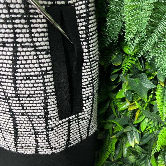 Banana‎ Republic Women Dress 2 Black White Tweed A Line Split Pocket 1568 - Picture 6 of 14